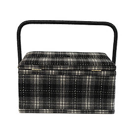 Mono Tartan Twin Lidded Sewing Basket